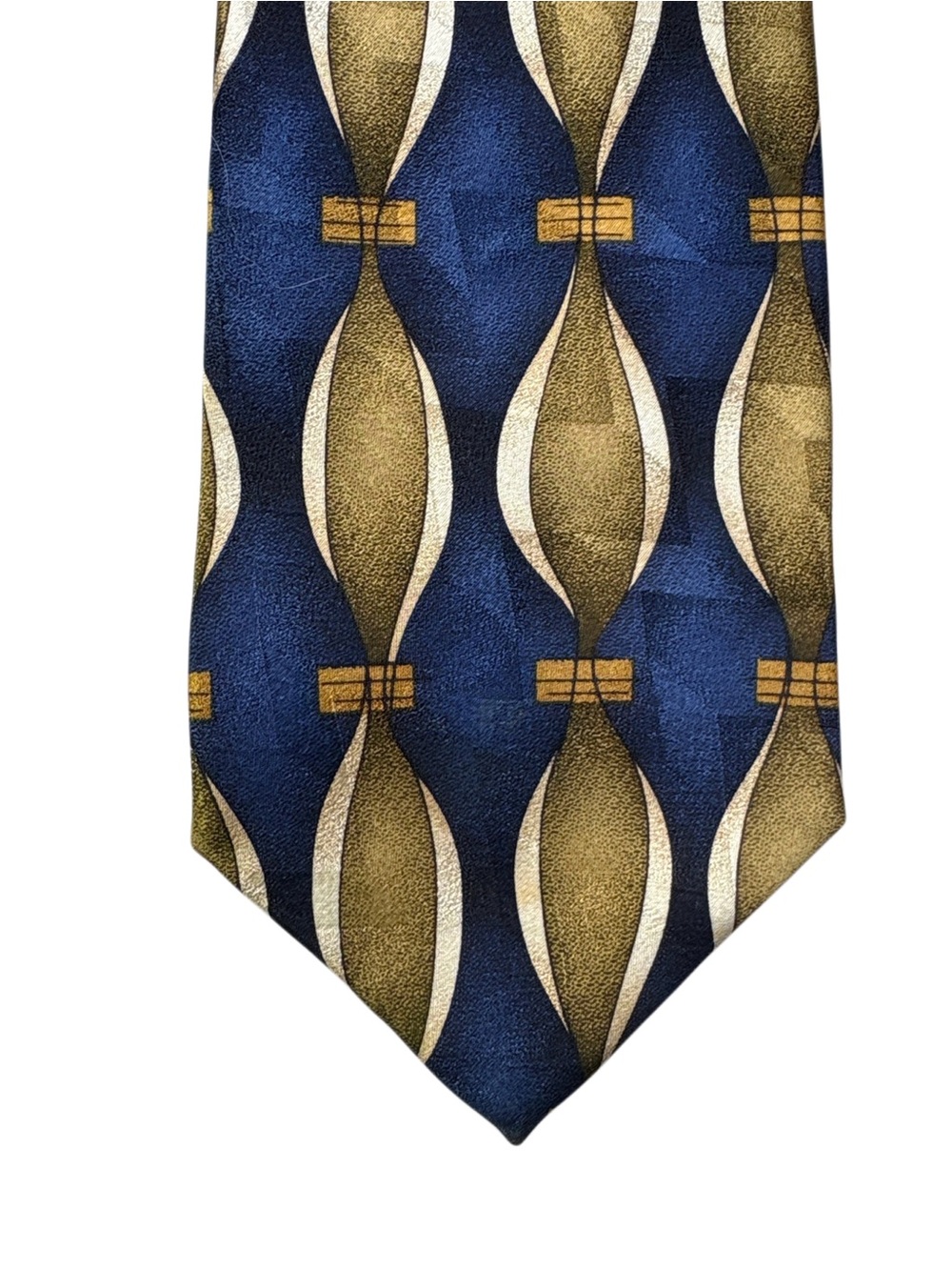 Facets Navy Blue and Gold Men’s Tie Classic  Geometric
